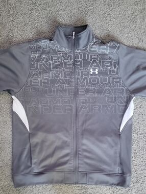 Under Armour Gray Zip-Up Athletic Jacket with White Panels